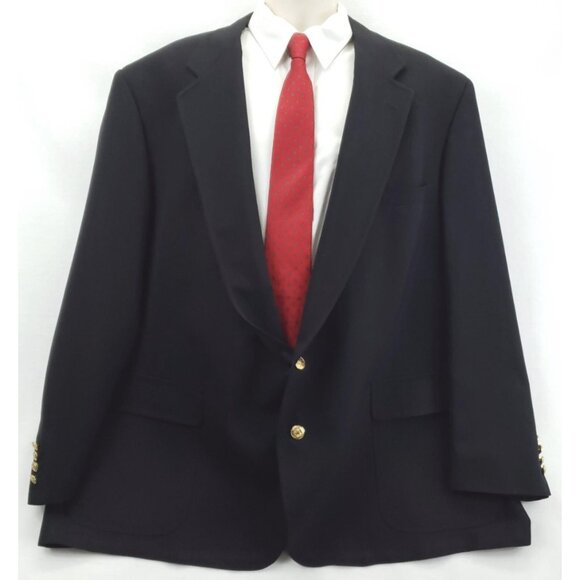 John Weitz Blazer Sport Coat Mens 54L Black Metal Buttons Single Vented Notch